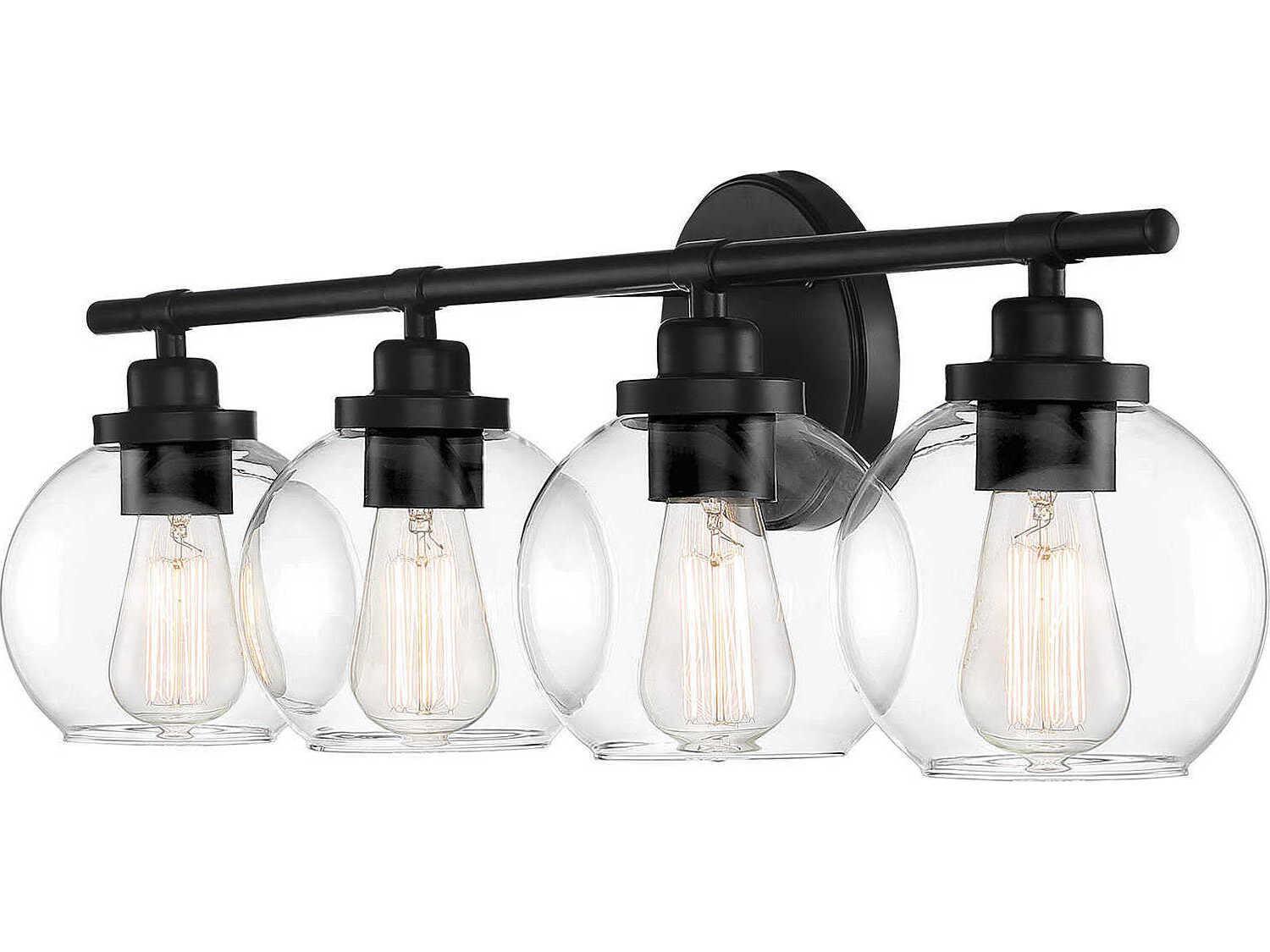 Savoy House Carson 4-Light Matte Black Glass Vanity Light