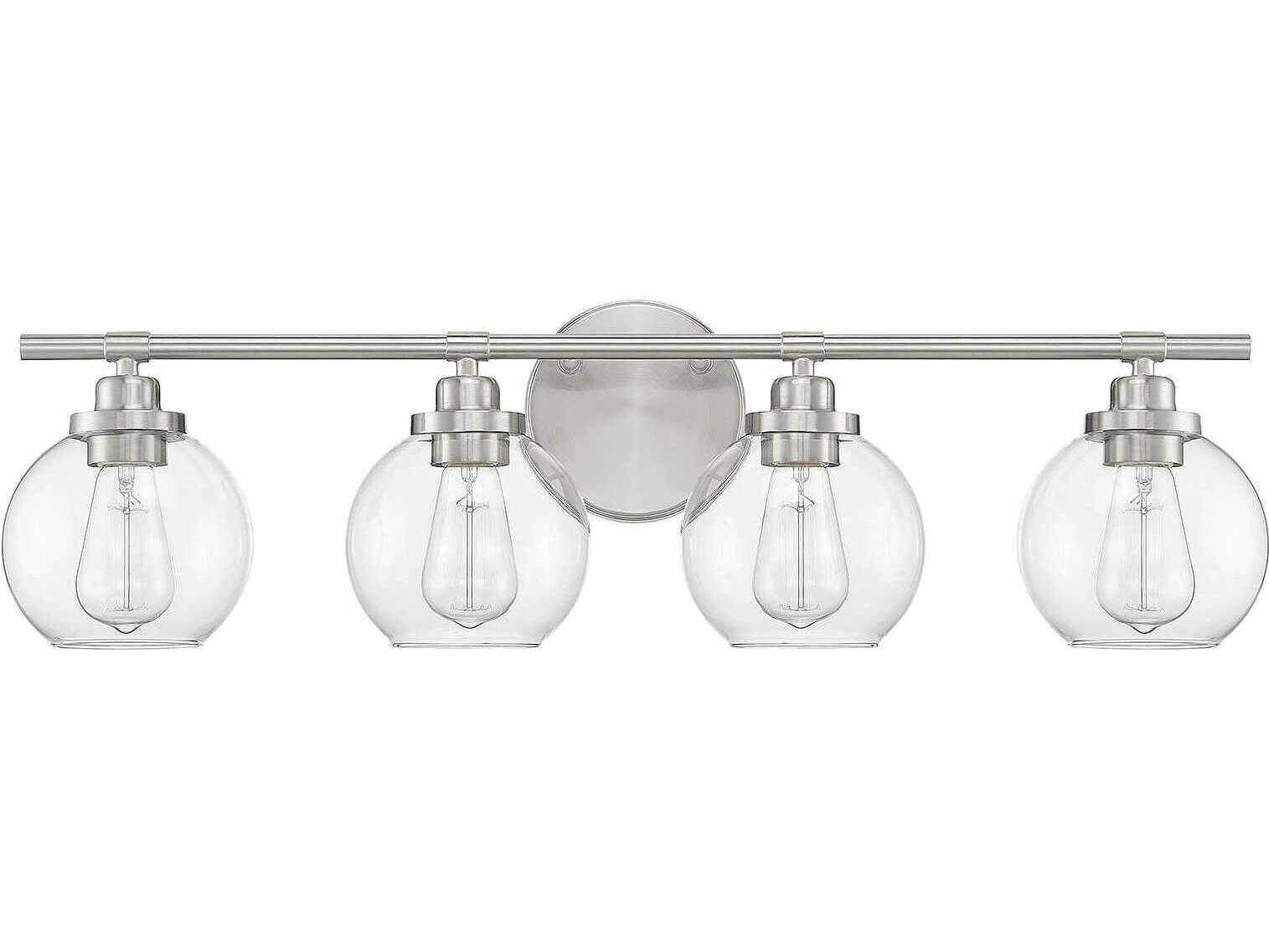 Savoy House Carson 4-Light Satin Nickel Glass Vanity Light