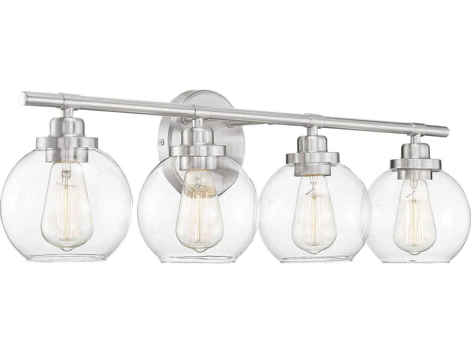 Savoy House Carson 4-Light Satin Nickel Glass Vanity Light
