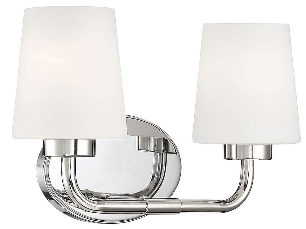 Savoy House Capra 2-Light Polished Nickel Glass Vanity Light