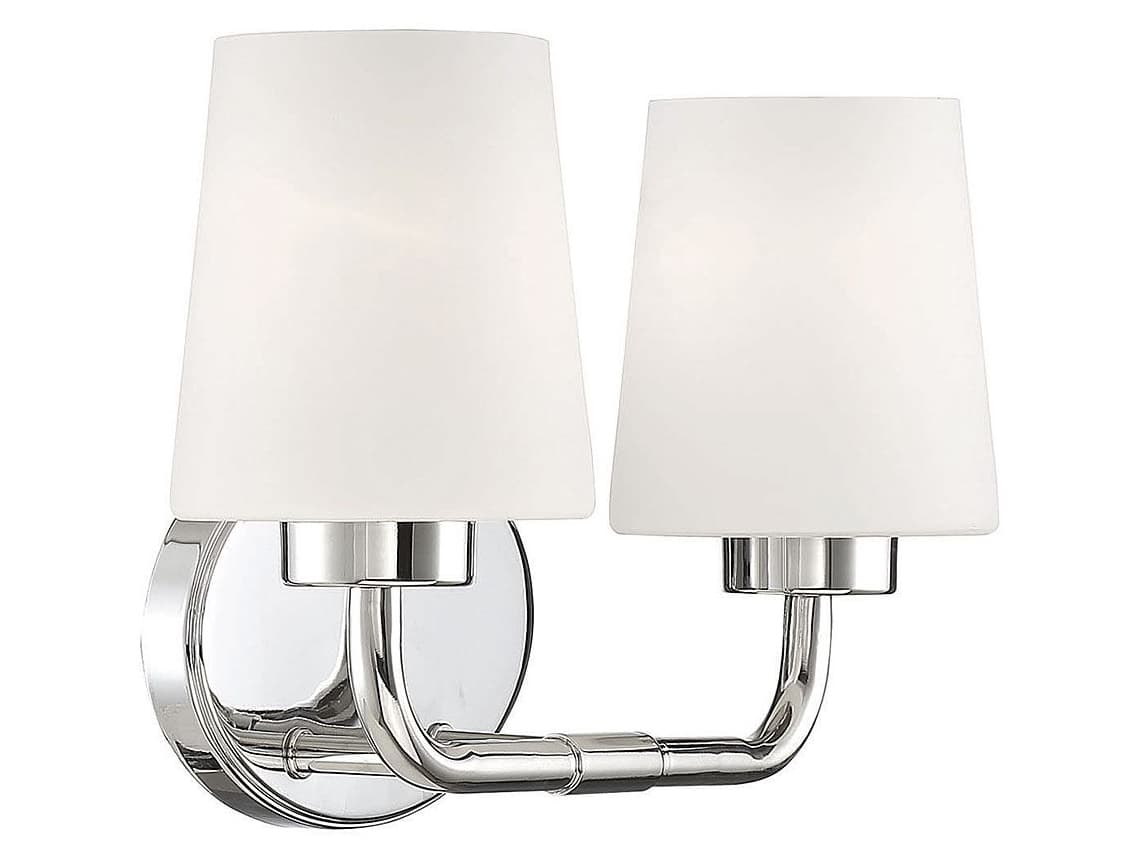 Savoy House Capra 2-Light Polished Nickel Glass Vanity Light