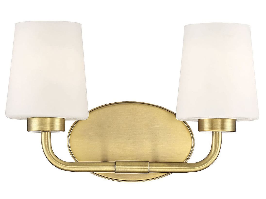 Savoy House Capra 2-Light Warm Brass Glass Vanity Light