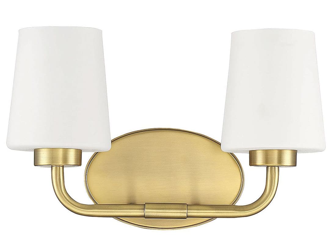 Savoy House Capra 2-Light Warm Brass Glass Vanity Light