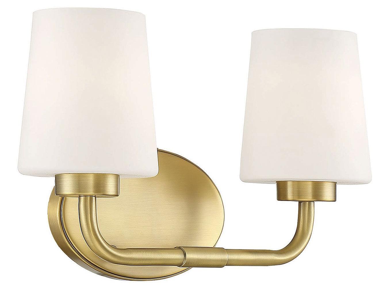 Savoy House Capra 2-Light Warm Brass Glass Vanity Light