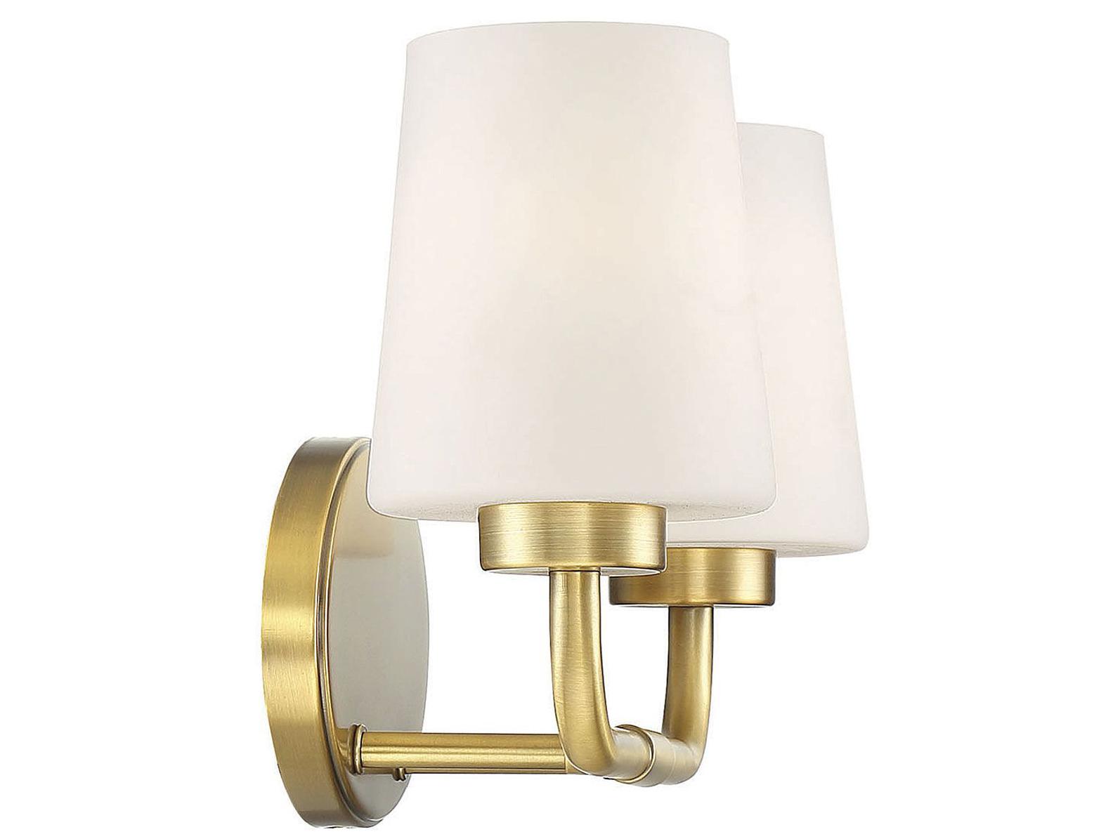 Savoy House Capra 2-Light Warm Brass Glass Vanity Light