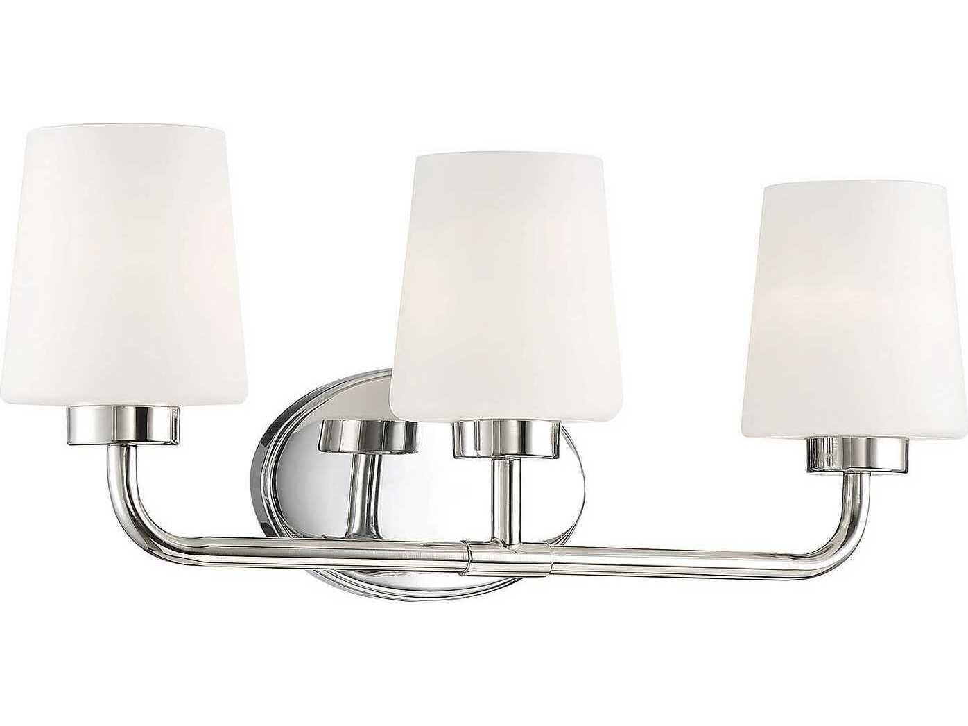 Savoy House Capra 3-Light Polished Nickel Glass Vanity Light