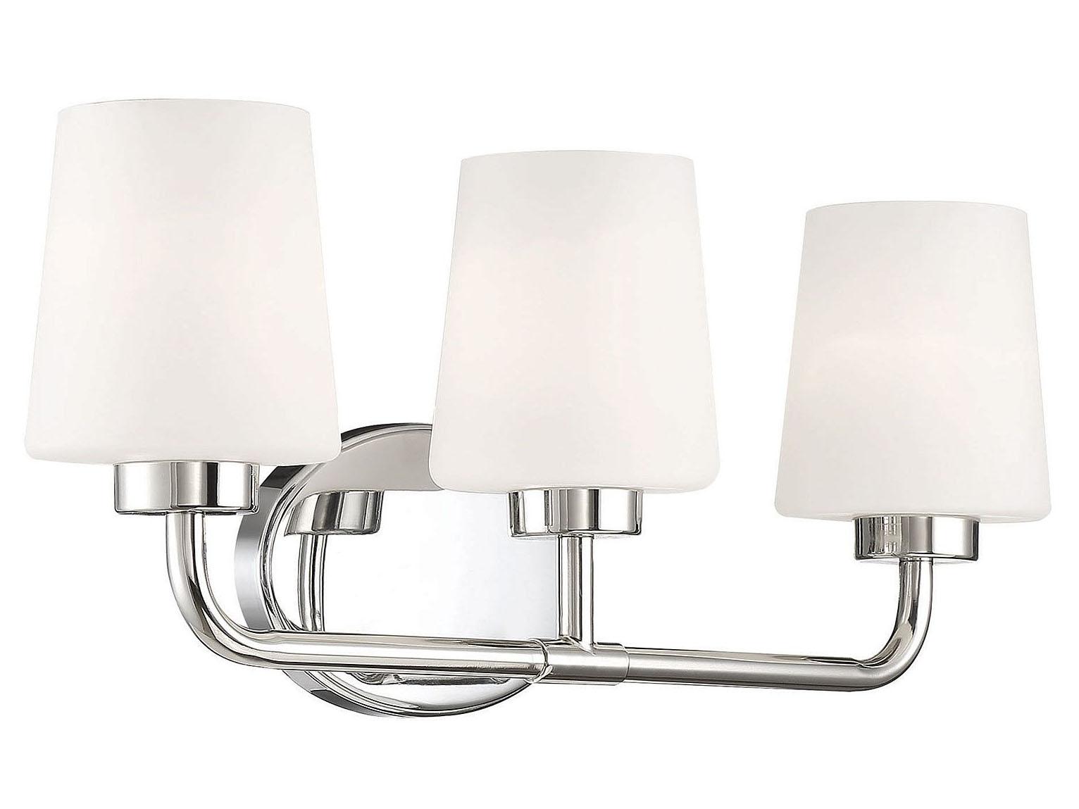 Savoy House Capra 3-Light Polished Nickel Glass Vanity Light
