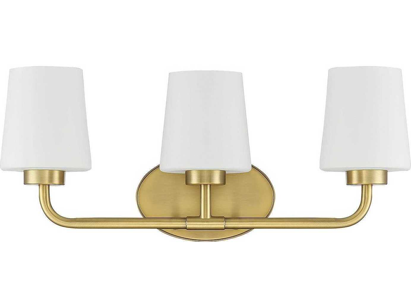 Savoy House Capra 3-Light Warm Brass Glass Vanity Light