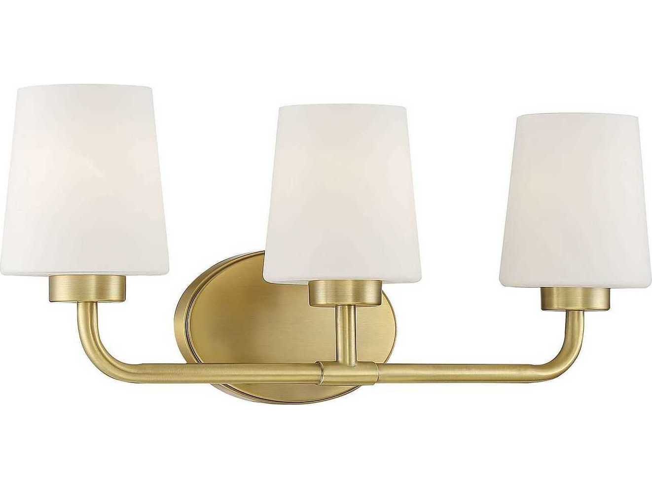 Savoy House Capra 3-Light Warm Brass Glass Vanity Light
