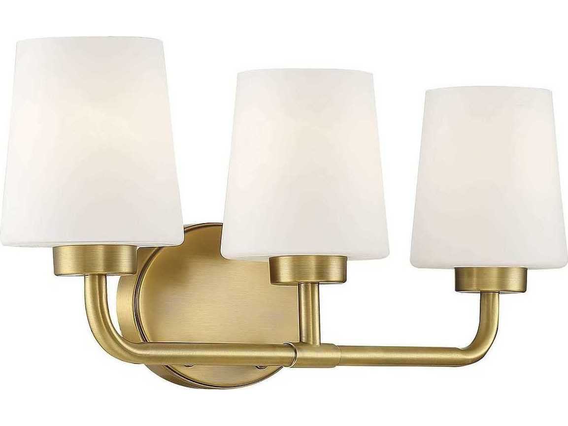 Savoy House Capra 3-Light Warm Brass Glass Vanity Light