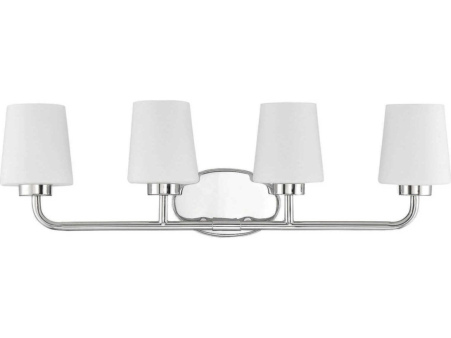 Savoy House Capra 4-Light Polished Nickel Glass Vanity Light