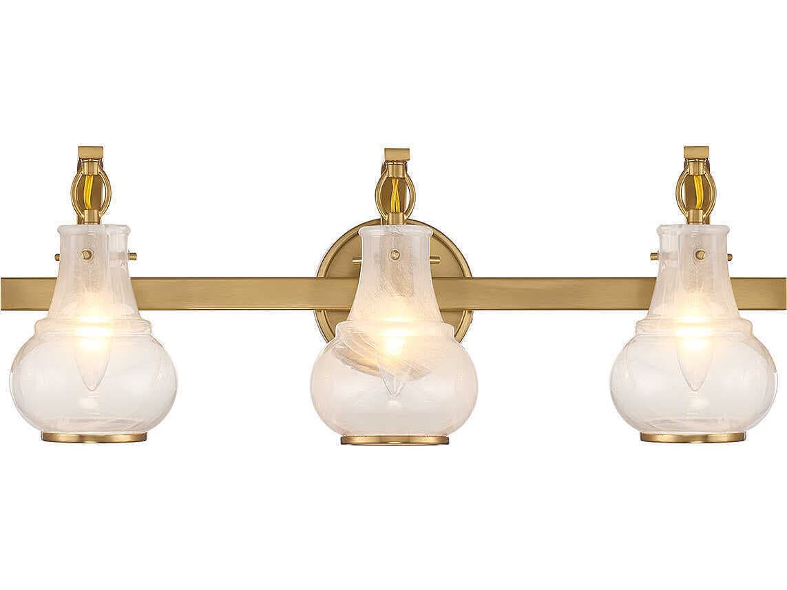 Savoy House Adams 3-Light Warm Brass Glass Vanity Light