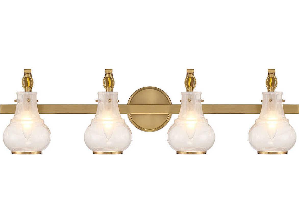 Savoy House Adams 4-Light Warm Brass Glass Vanity Light