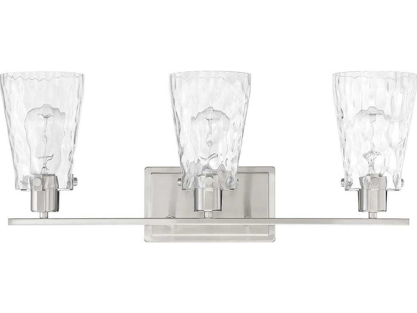 Savoy House Vaughan 3-Light Satin Nickel Glass Vanity Light