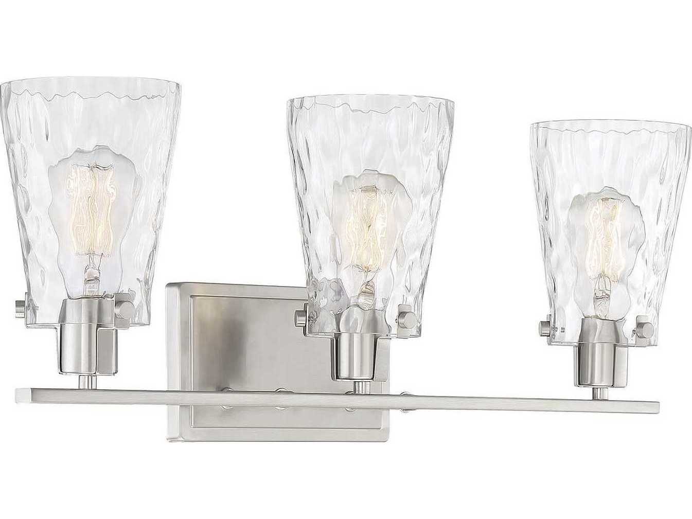 Savoy House Vaughan 3-Light Satin Nickel Glass Vanity Light