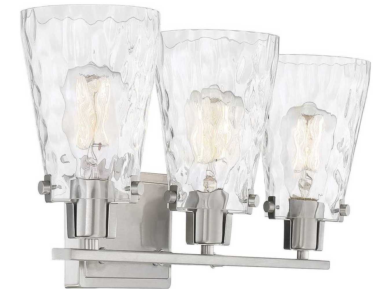 Savoy House Vaughan 3-Light Satin Nickel Glass Vanity Light