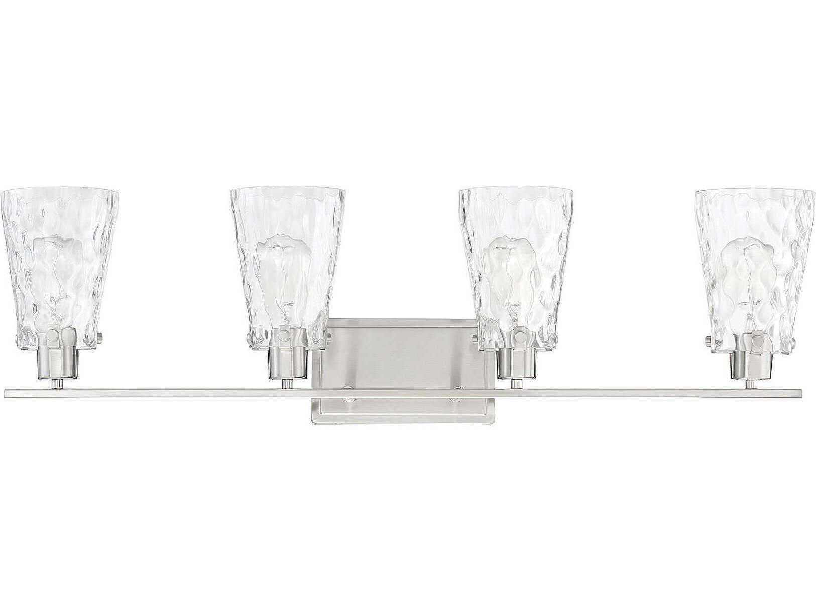 Savoy House Vaughan 4-Light Satin Nickel Glass Vanity Light