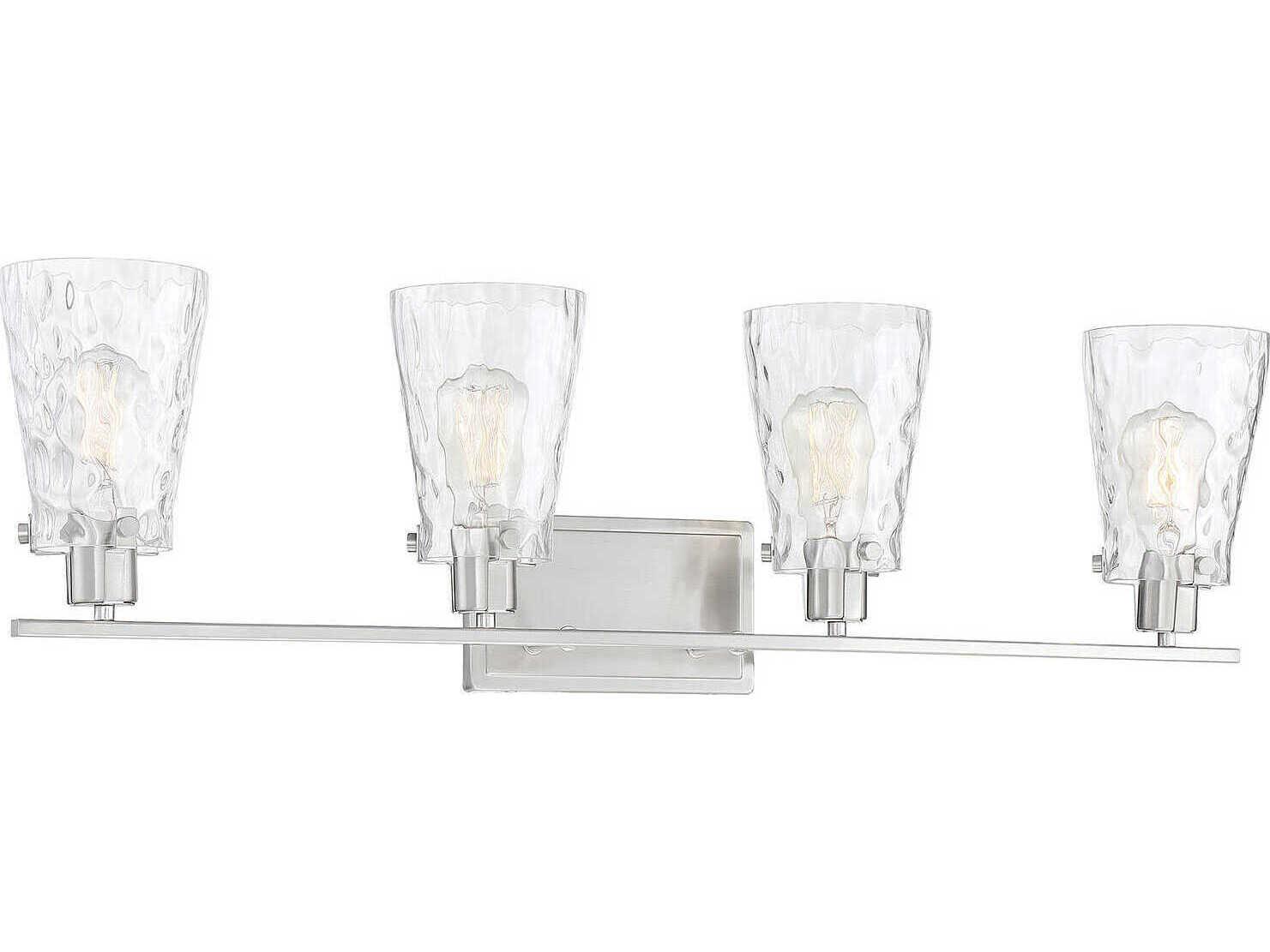 Savoy House Vaughan 4-Light Satin Nickel Glass Vanity Light
