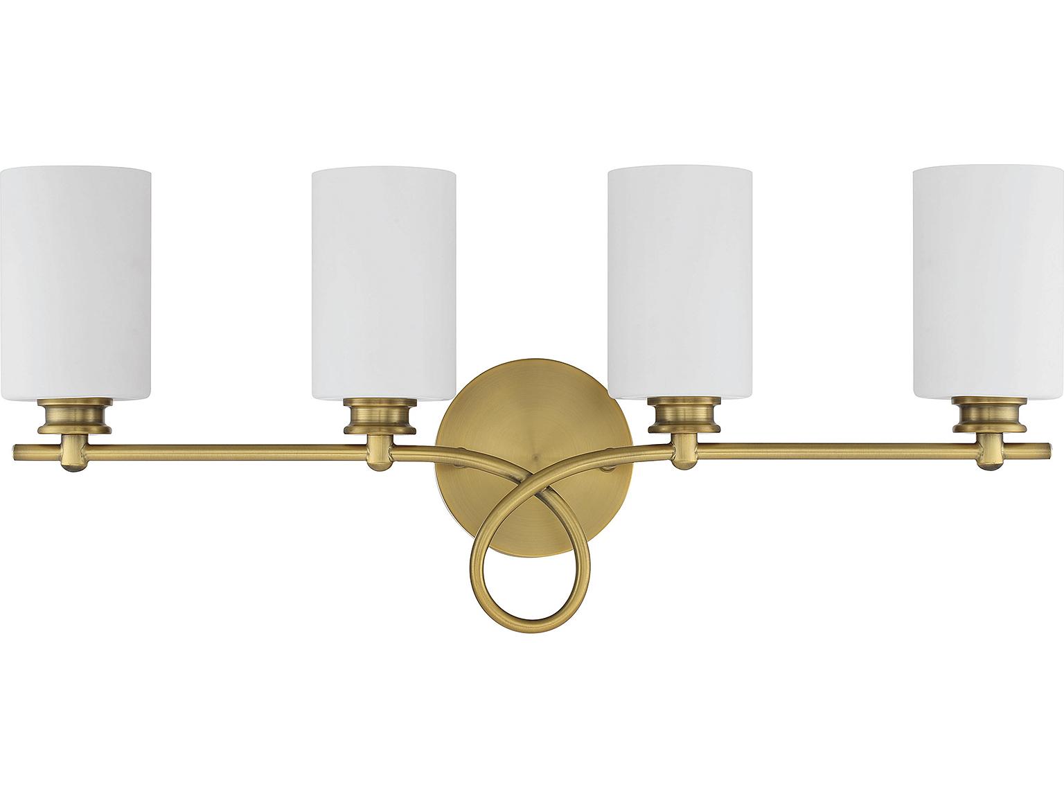 Savoy House Woodbury 4-Light Warm Brass Glass Vanity Light