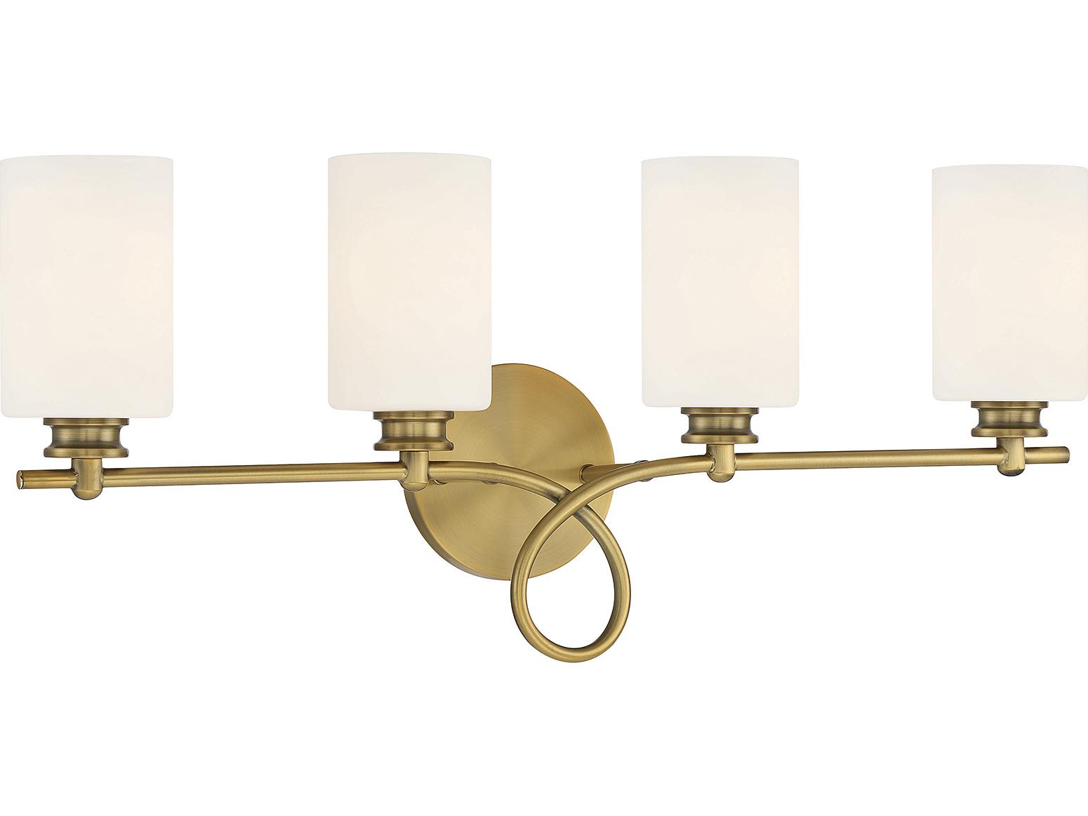 Savoy House Woodbury 4-Light Warm Brass Glass Vanity Light