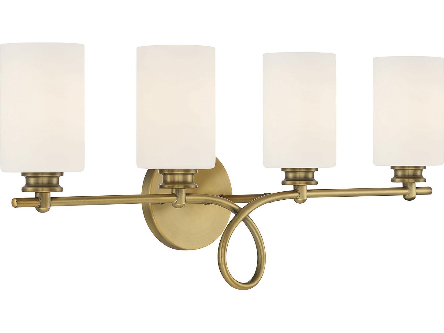 Savoy House Woodbury 4-Light Warm Brass Glass Vanity Light