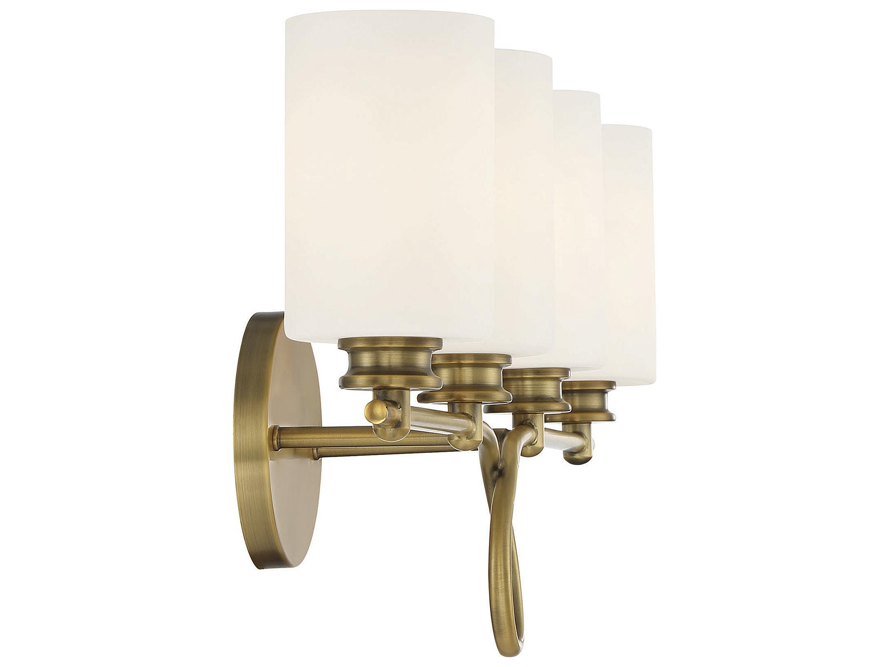 Savoy House Woodbury 4-Light Warm Brass Glass Vanity Light