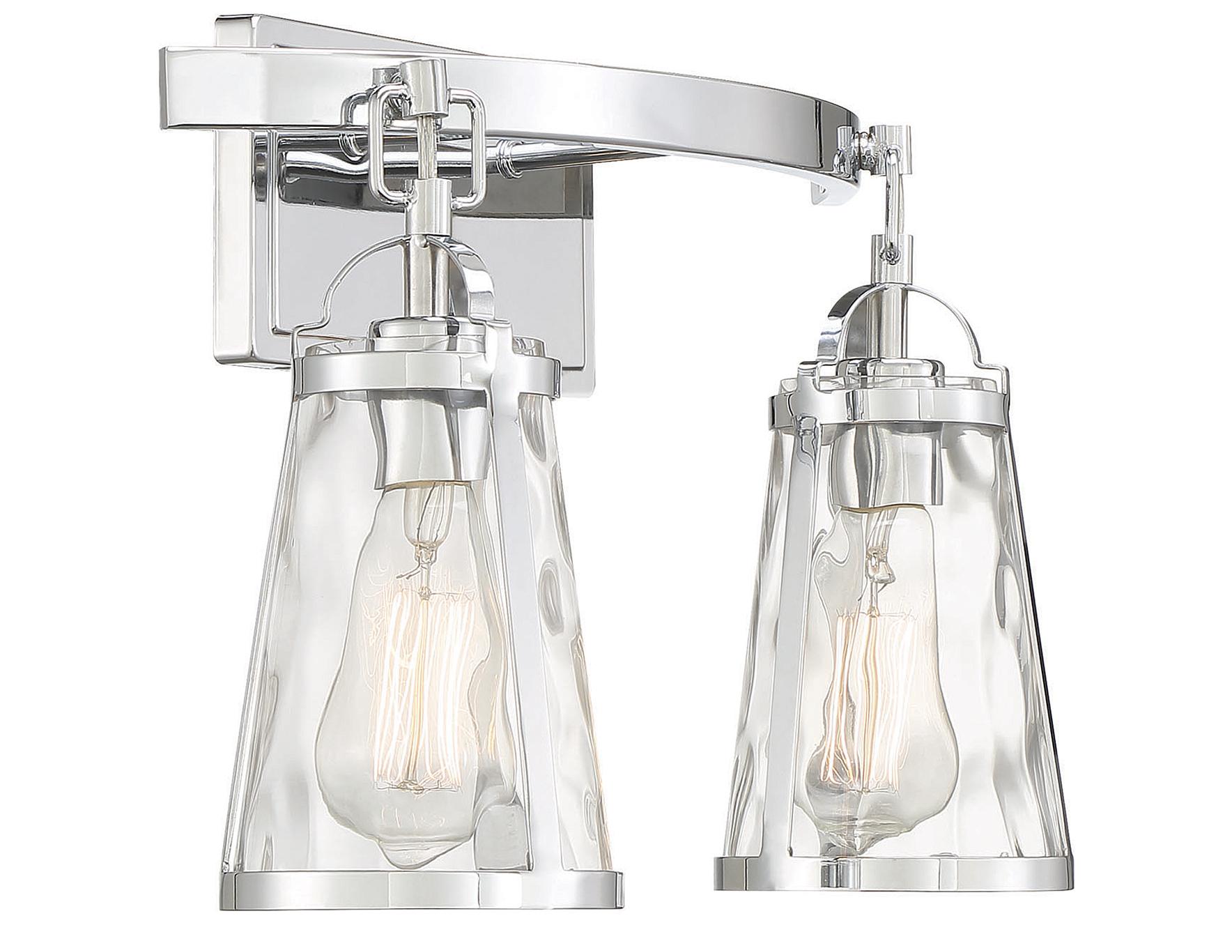Savoy House Albany 2-Light Polished Chrome Glass Vanity Light