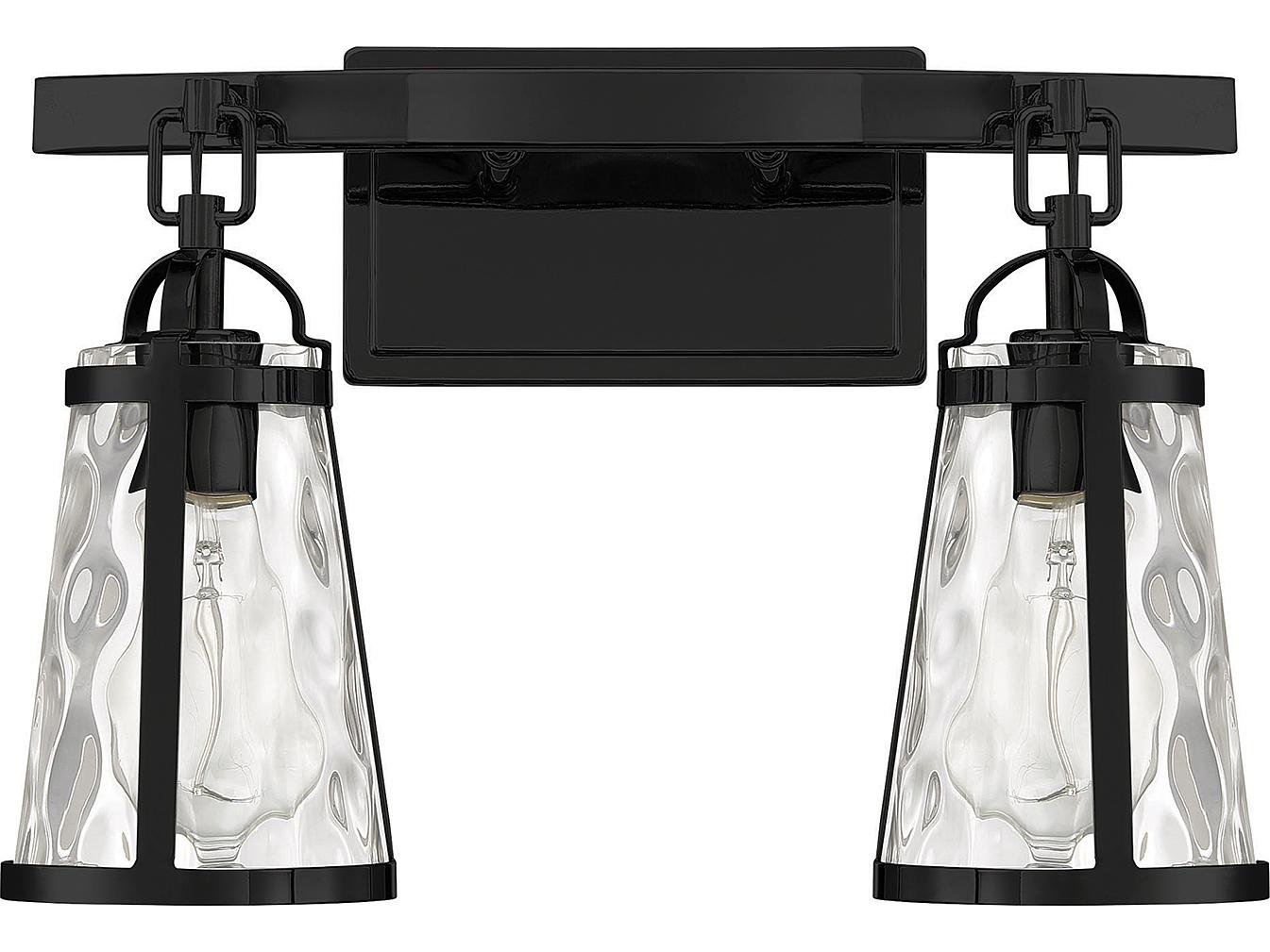 Savoy House Albany 2-Light Black Glass Vanity Light
