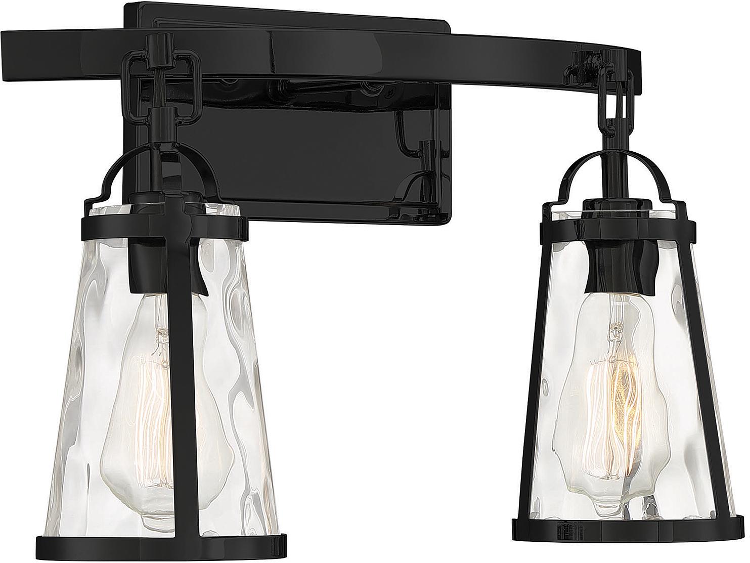 Savoy House Albany 2-Light Black Glass Vanity Light