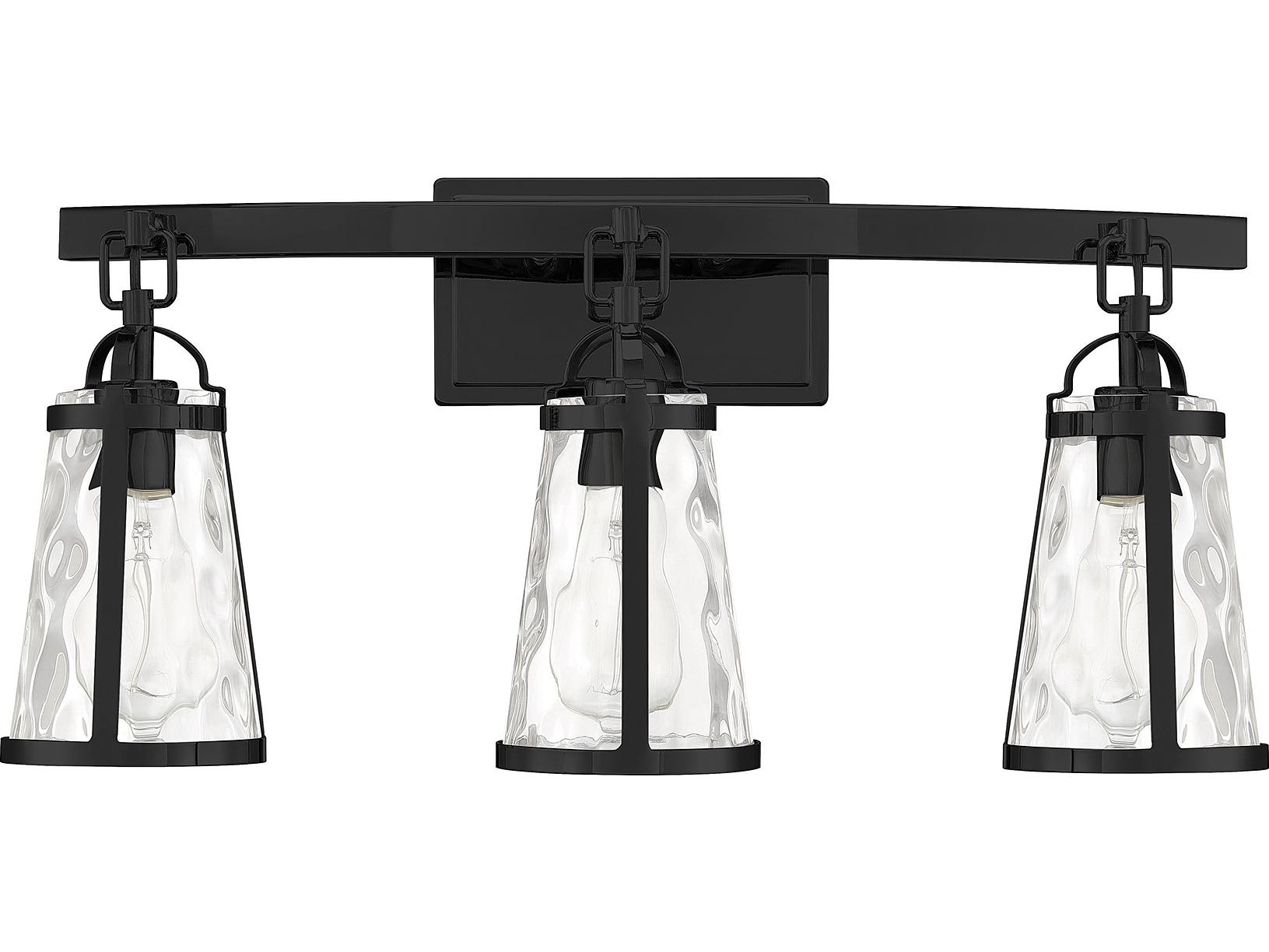 Savoy House Albany 3-Light Black Glass Vanity Light