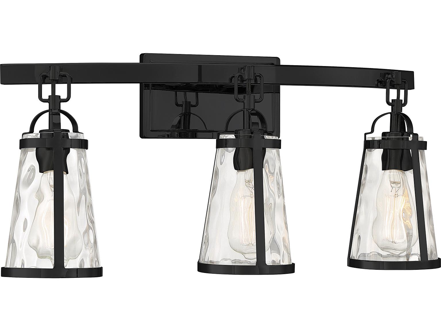 Savoy House Albany 3-Light Black Glass Vanity Light