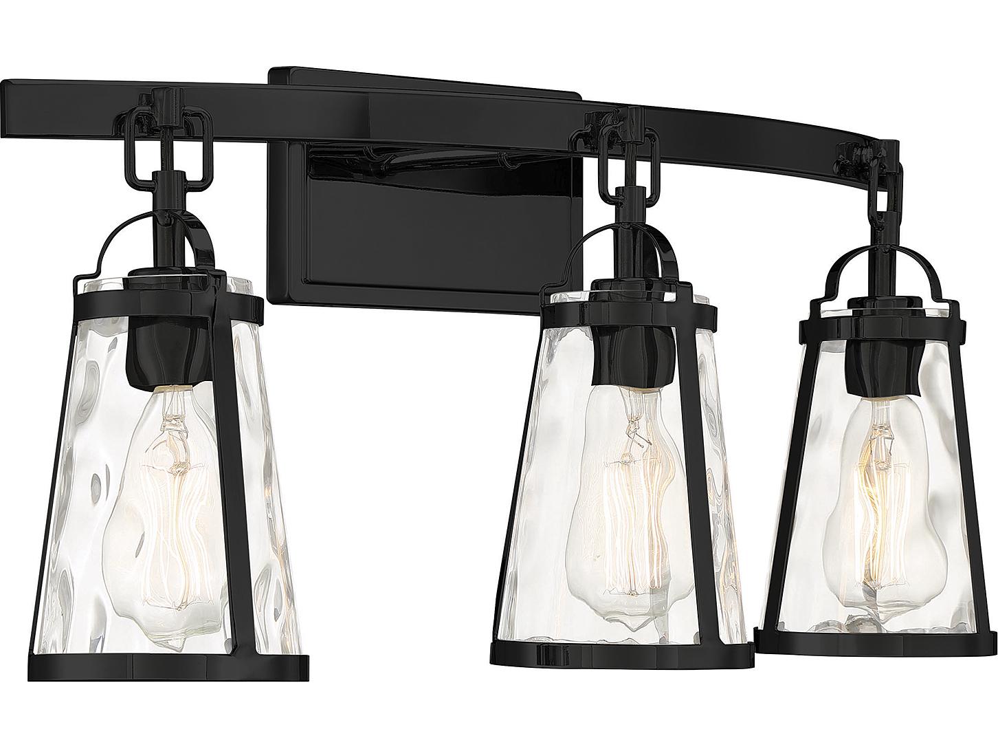 Savoy House Albany 3-Light Black Glass Vanity Light