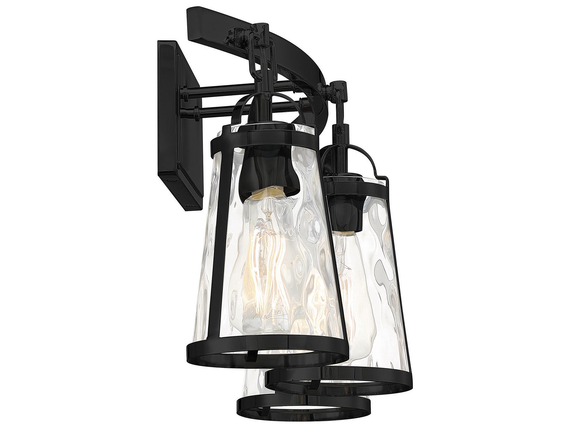 Savoy House Albany 3-Light Black Glass Vanity Light
