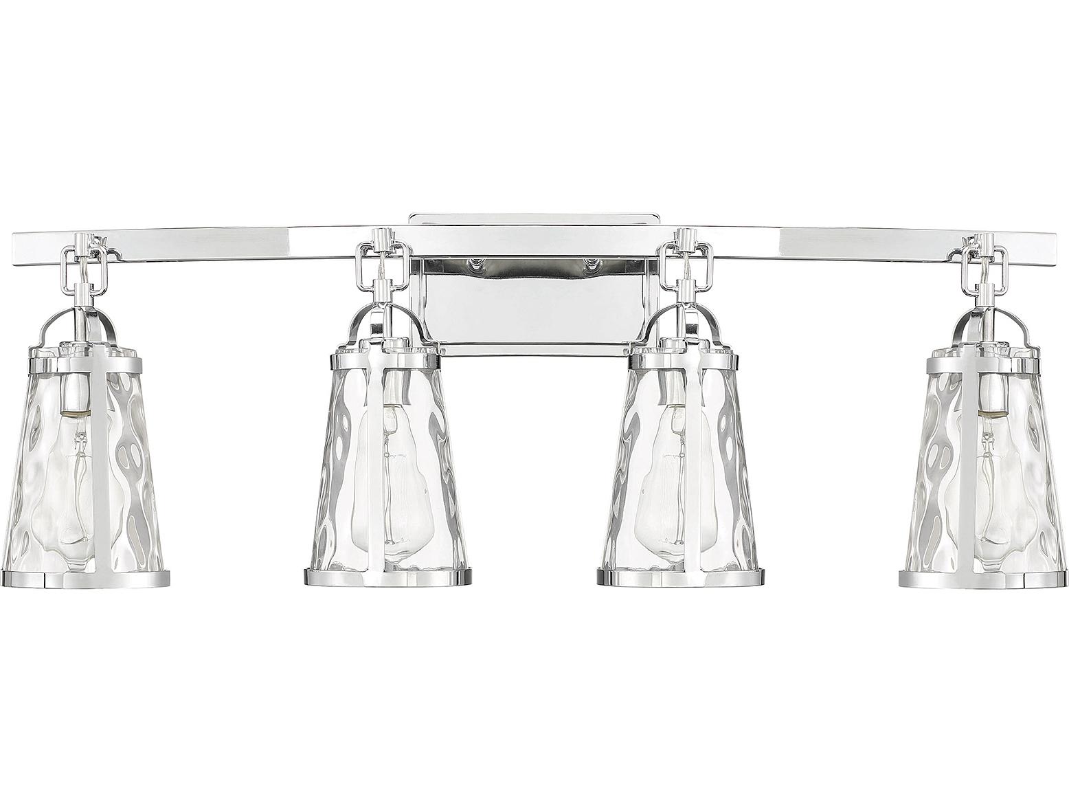 Savoy House Albany 4-Light Polished Chrome Glass Vanity Light