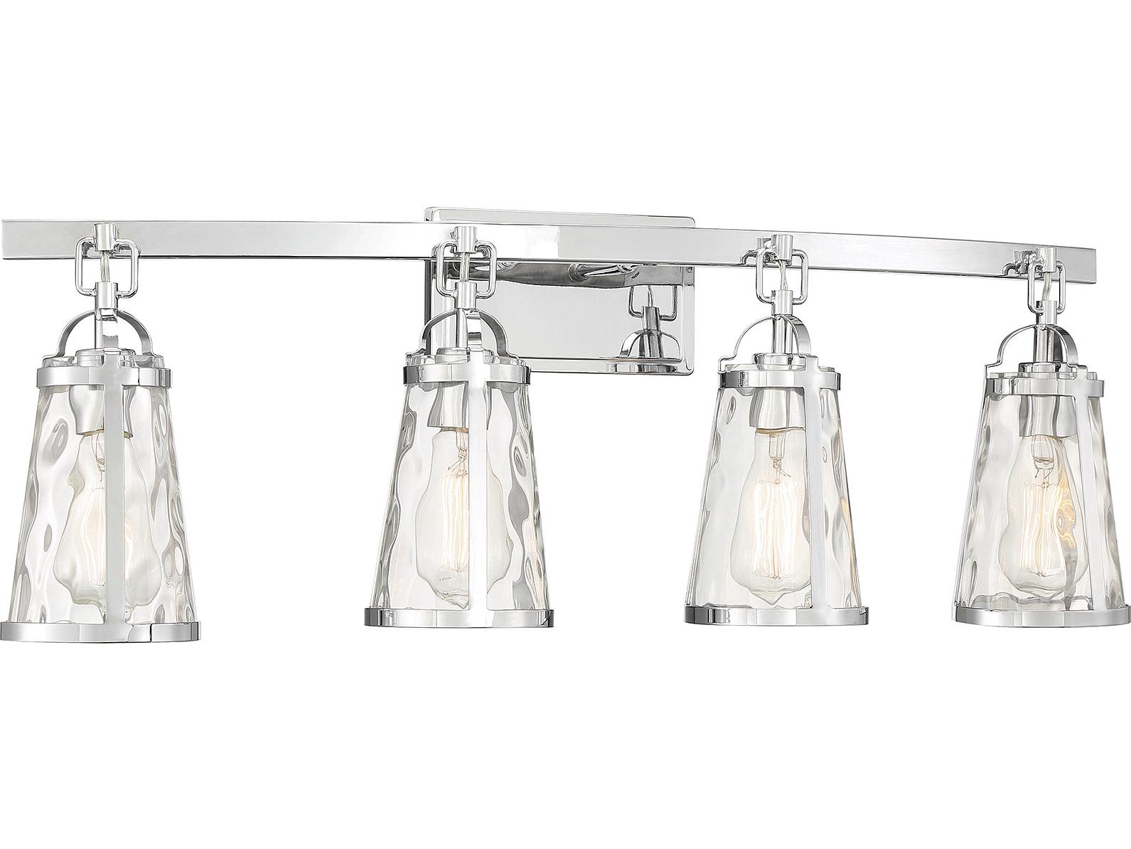 Savoy House Albany 4-Light Polished Chrome Glass Vanity Light