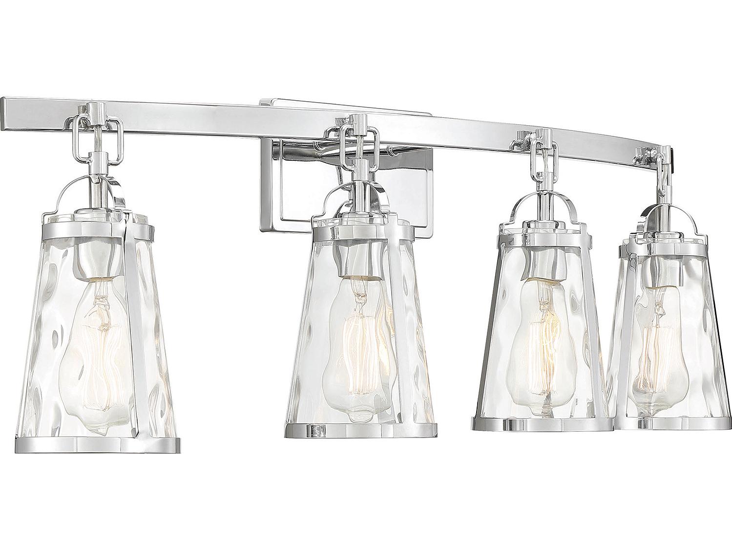 Savoy House Albany 4-Light Polished Chrome Glass Vanity Light