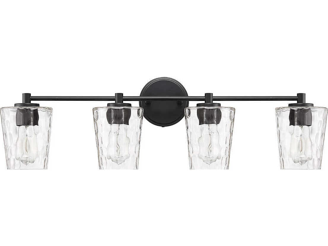 Savoy House Ballas 4-Light Matte Black Glass Vanity Light