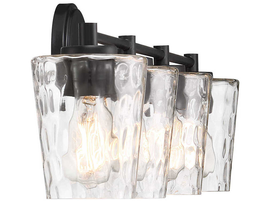 Savoy House Ballas 4-Light Matte Black Glass Vanity Light