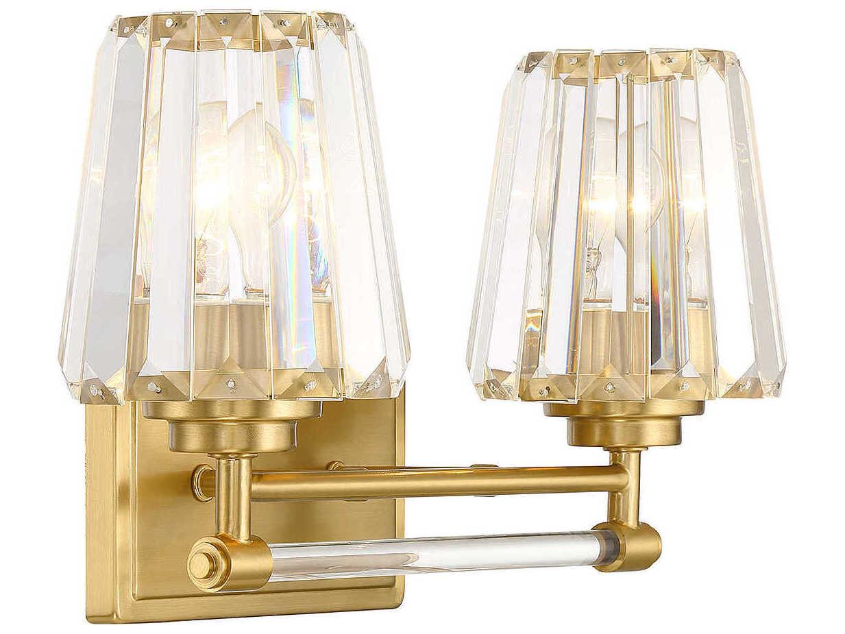 Savoy House Garnet 2-Light Warm Brass Crystal Vanity Light