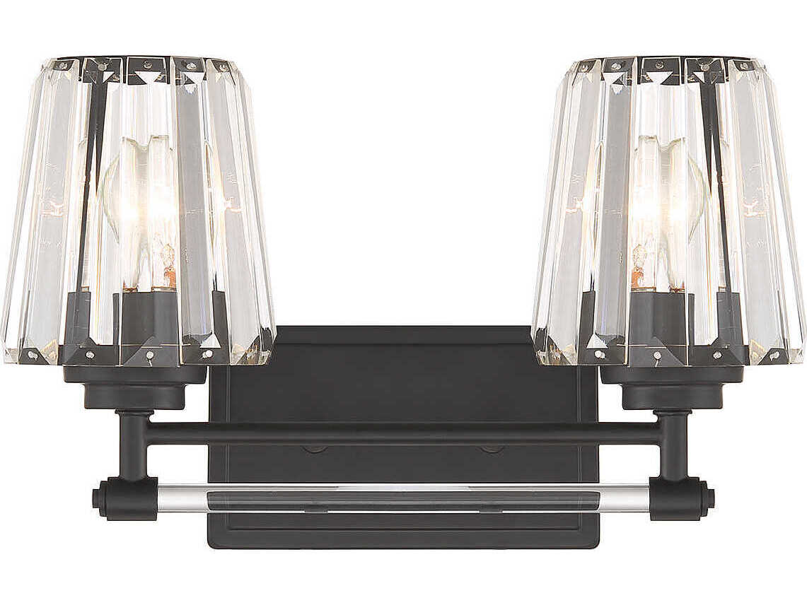 Savoy House Garnet 2-Light Matte Black Crystal Vanity Light