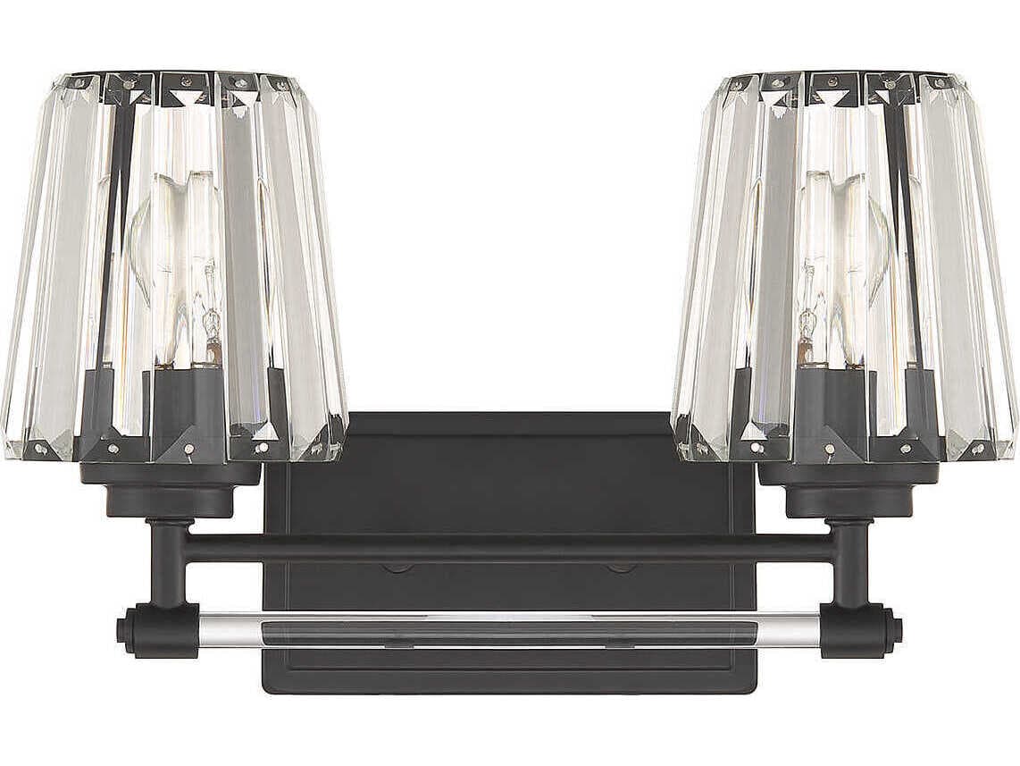 Savoy House Garnet 2-Light Matte Black Crystal Vanity Light