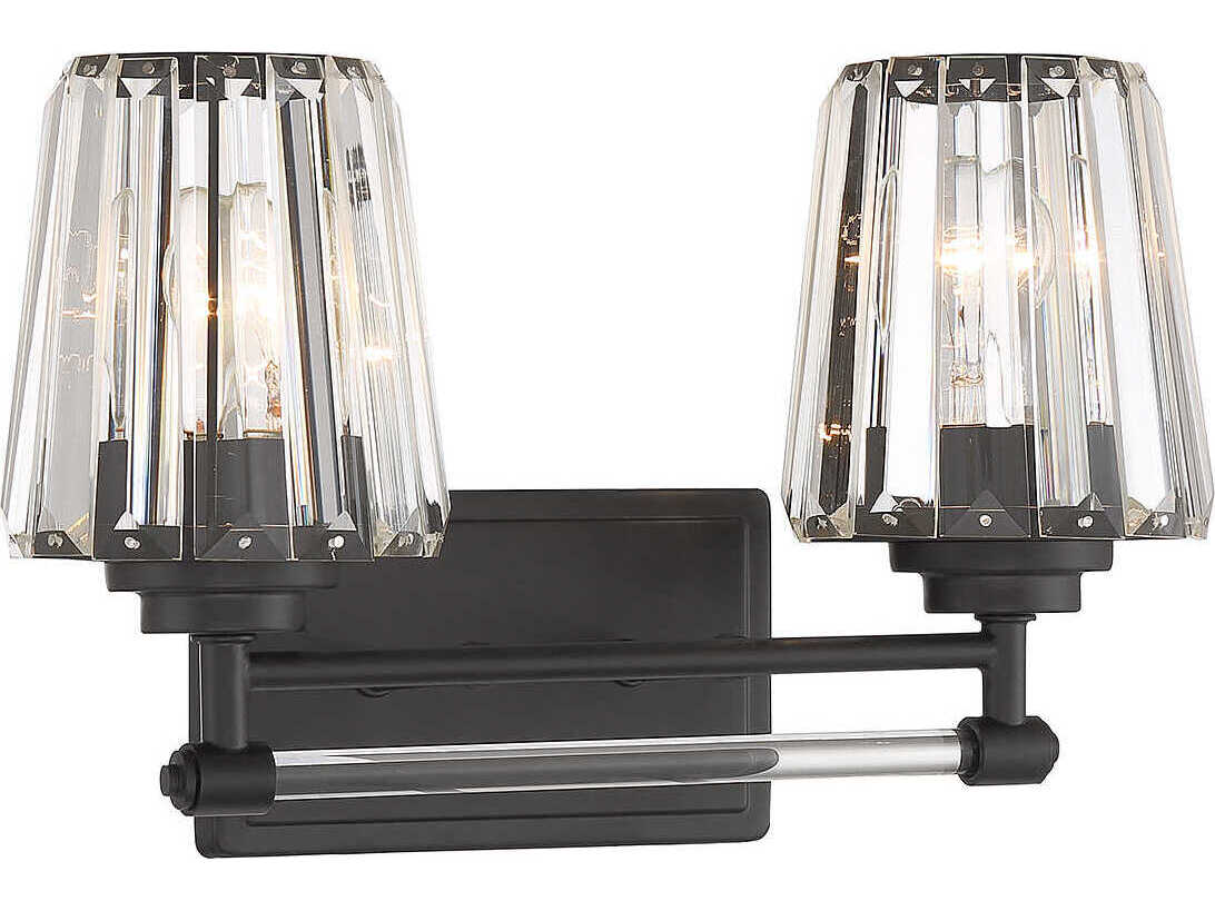 Savoy House Garnet 2-Light Matte Black Crystal Vanity Light