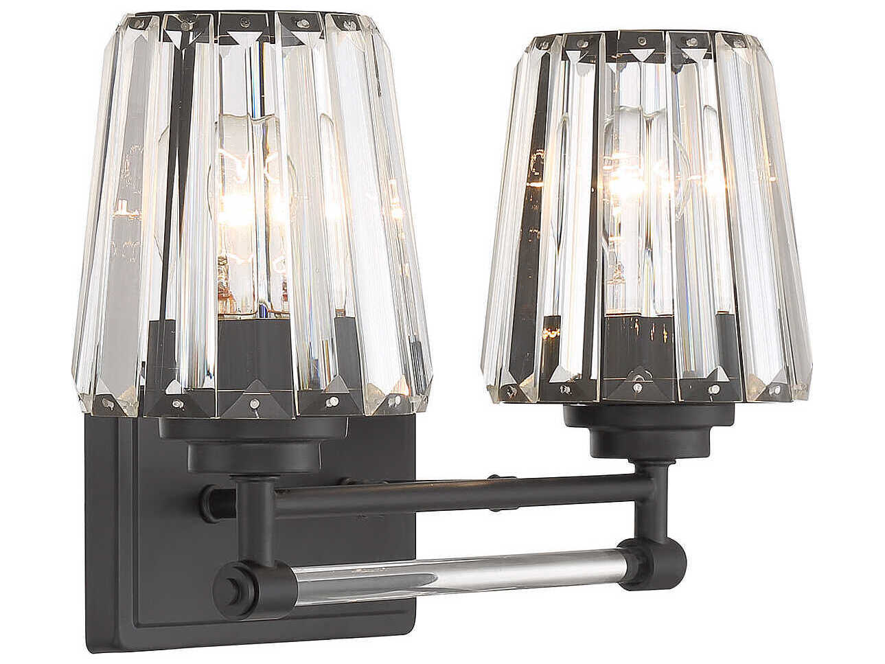 Savoy House Garnet 2-Light Matte Black Crystal Vanity Light