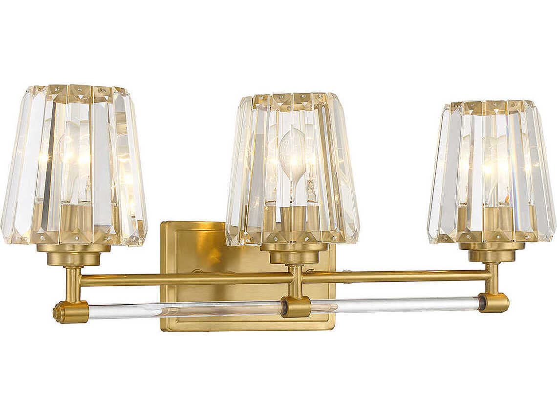 Savoy House Garnet 3-Light Warm Brass Crystal Vanity Light