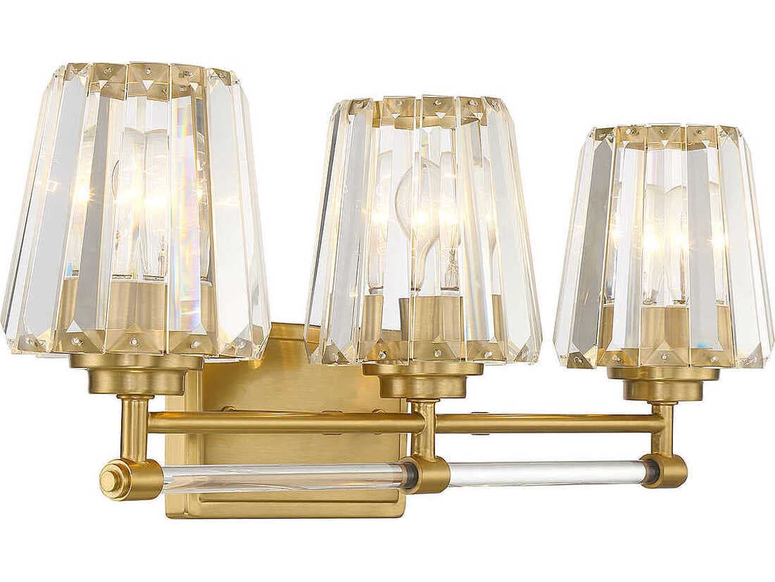 Savoy House Garnet 3-Light Warm Brass Crystal Vanity Light