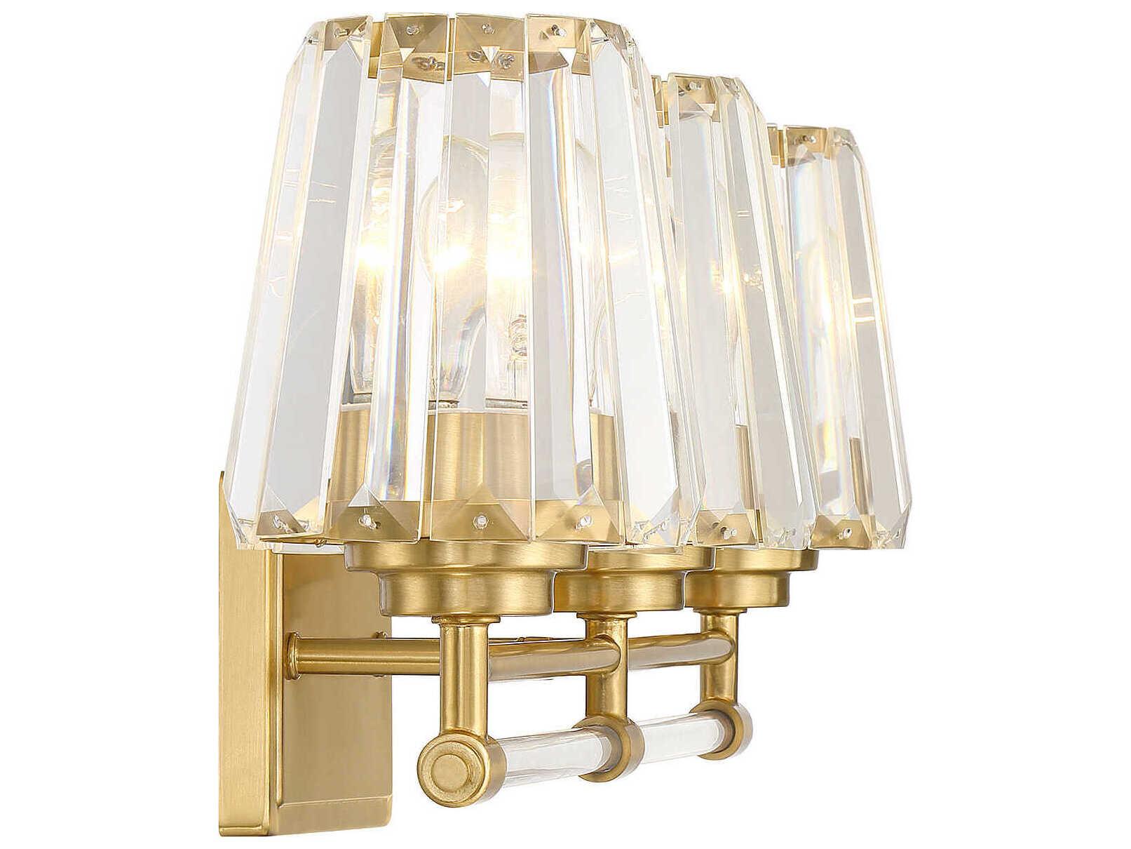 Savoy House Garnet 3-Light Warm Brass Crystal Vanity Light
