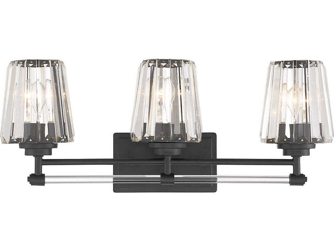 Savoy House Garnet 3-Light Matte Black Crystal Vanity Light