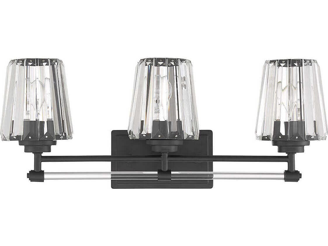 Savoy House Garnet 3-Light Matte Black Crystal Vanity Light