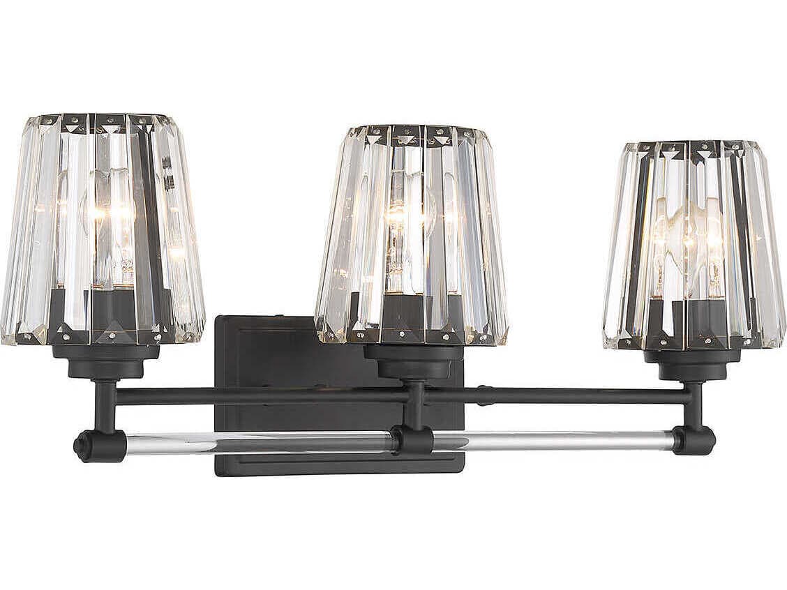 Savoy House Garnet 3-Light Matte Black Crystal Vanity Light