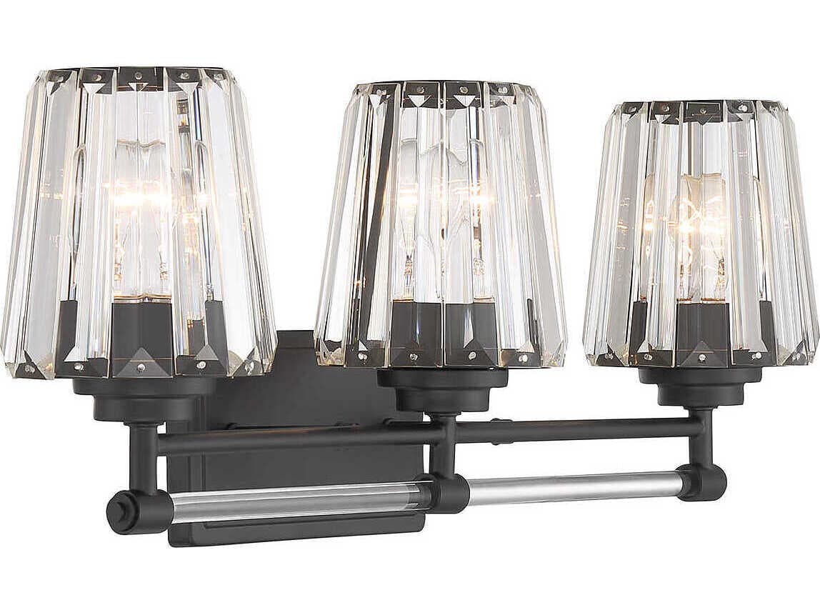 Savoy House Garnet 3-Light Matte Black Crystal Vanity Light